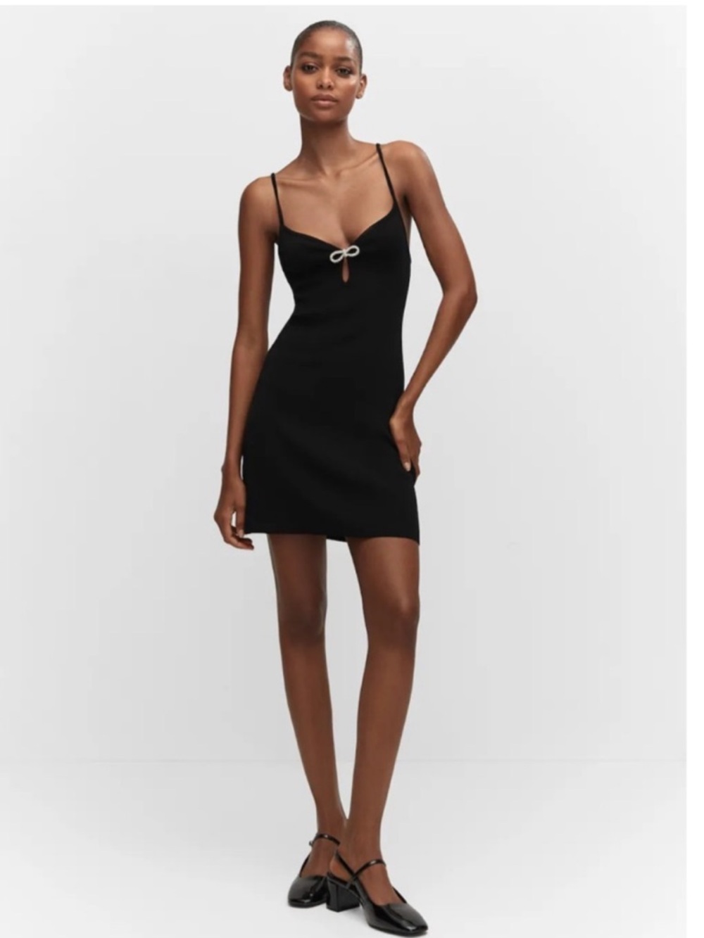 Mango Crystal Bow Black Dress